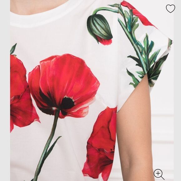 New Dolce& Gabbana Cap-Sleeve Poppy-Print Top Size IT 36 XS - Picture 3 of 13